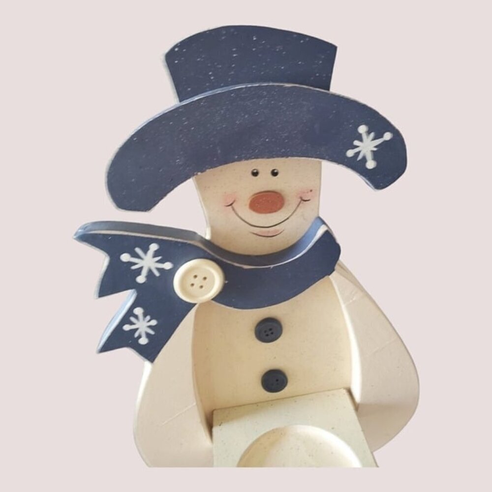 Snowman candle holder wood handprinted - Picture 6 of 7